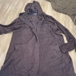 Barefoot Dreams Cozy Hooded Cardigan in purple gray size XL